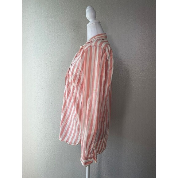 Gap Designed Crafted Pink Striped Popover Blouse Small - Picture 3 of 8